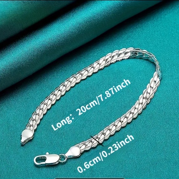 925 Sterling Silver Flat Chain Bracelet - Picture 2 of 2